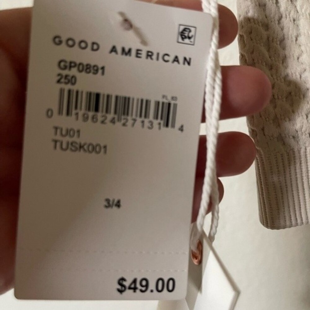 Good American NWT Cropped Thermal Waffle Tank Top Size 3/4 (L/XL) Color Tusk - Picture 5 of 8